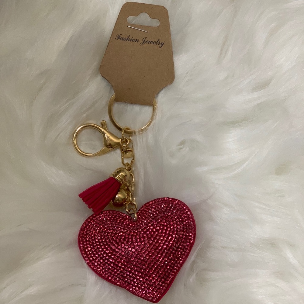 Pink heart keychain